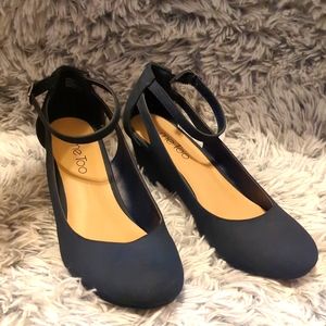 Me Too Wedge flat with straps Blue